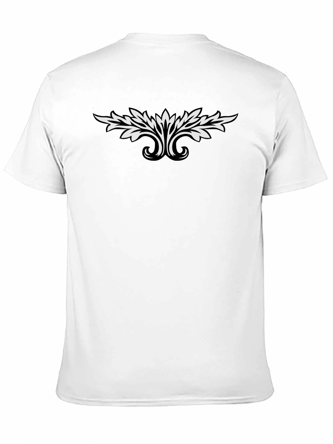 Black T-Shirt with White Leaf Design