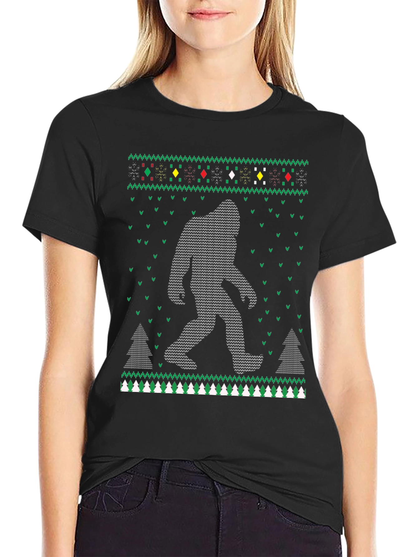 Bigfoot Christmas Pattern T-Shirt