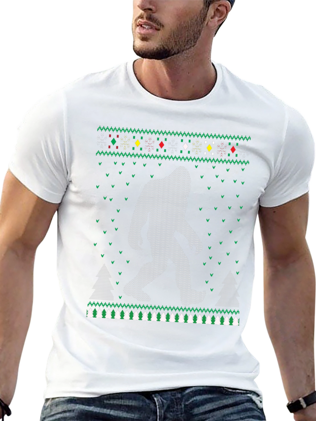 Bigfoot Christmas Pattern T-Shirt