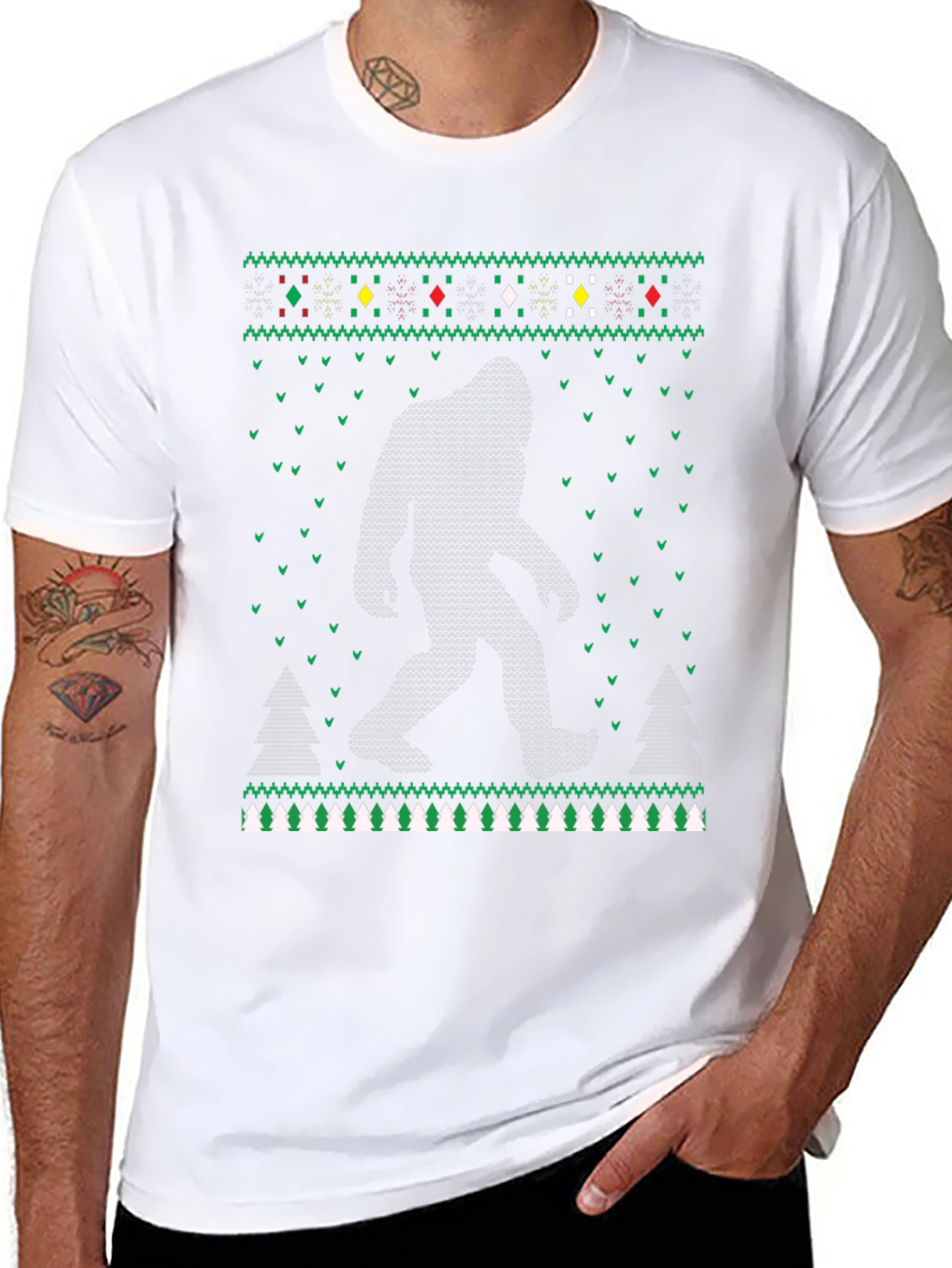 Bigfoot Christmas Pattern T-Shirt