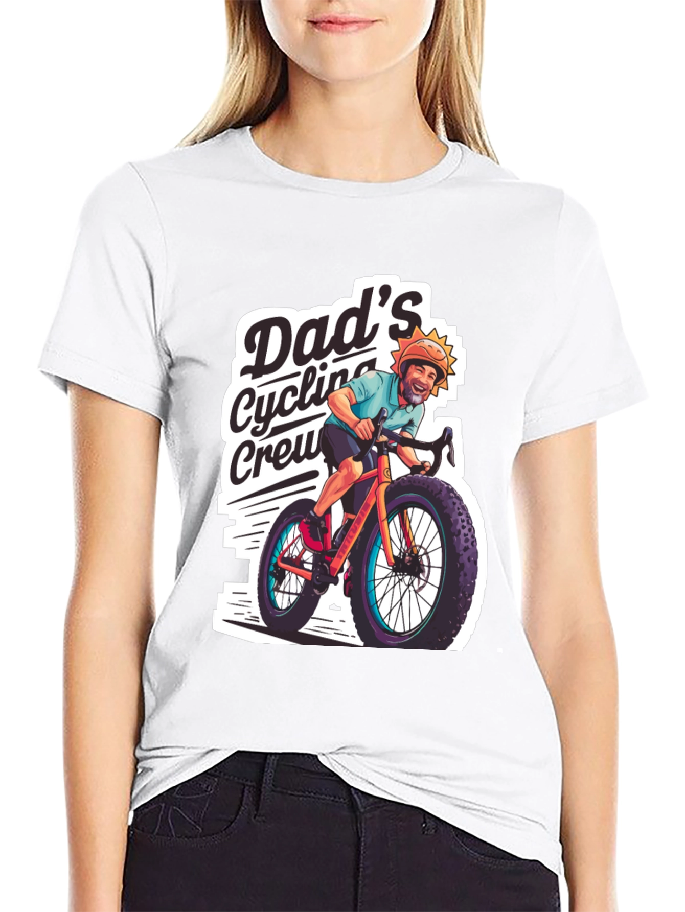 Dads Cycling Crew Black Graphic Tee