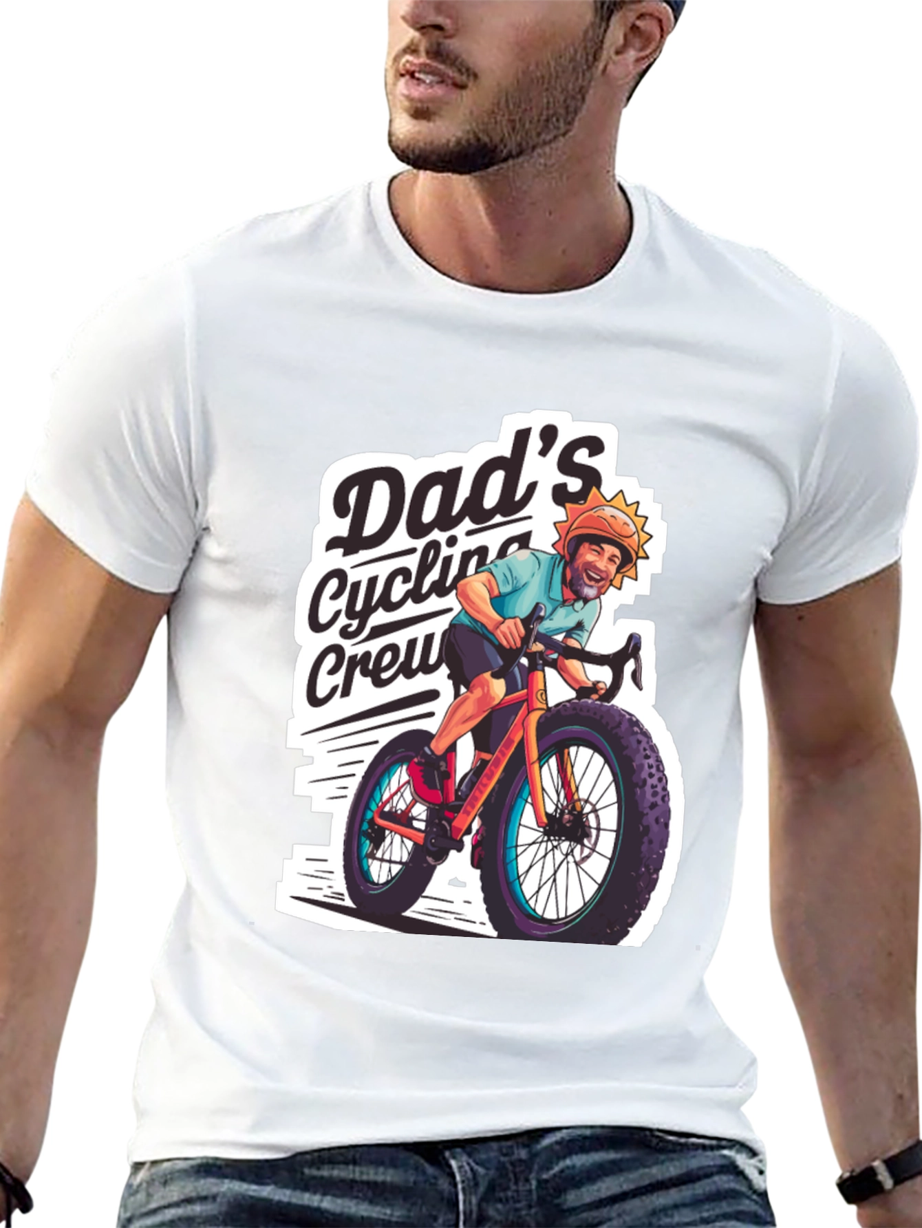 Dads Cycling Crew Black Graphic Tee