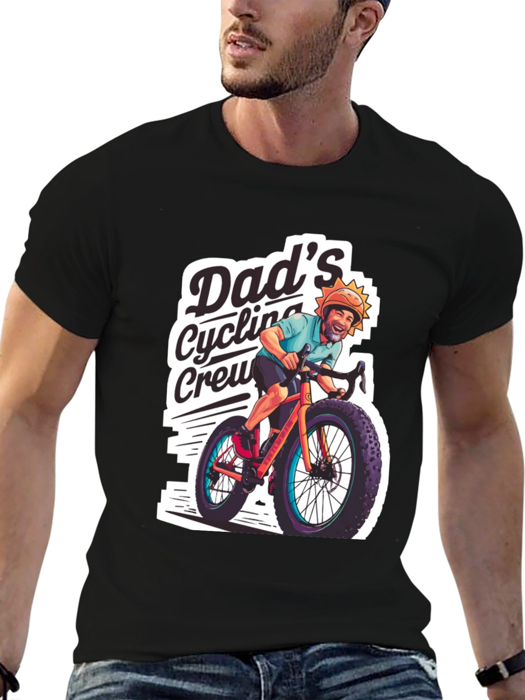 Dads Cycling Crew Black Graphic Tee