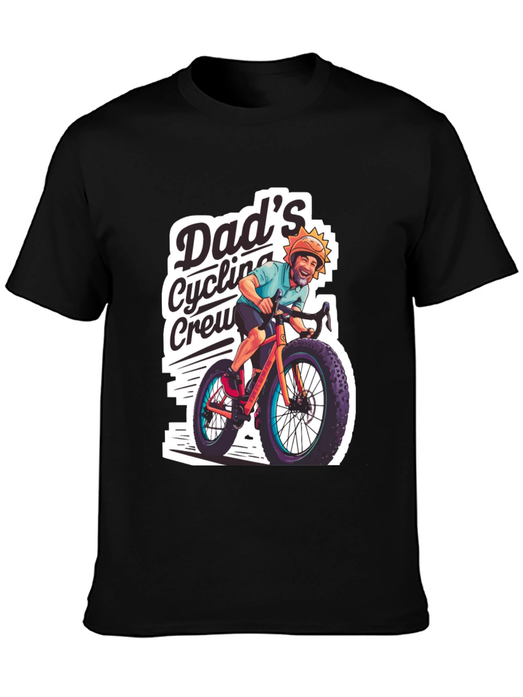 Dads Cycling Crew Black Graphic Tee