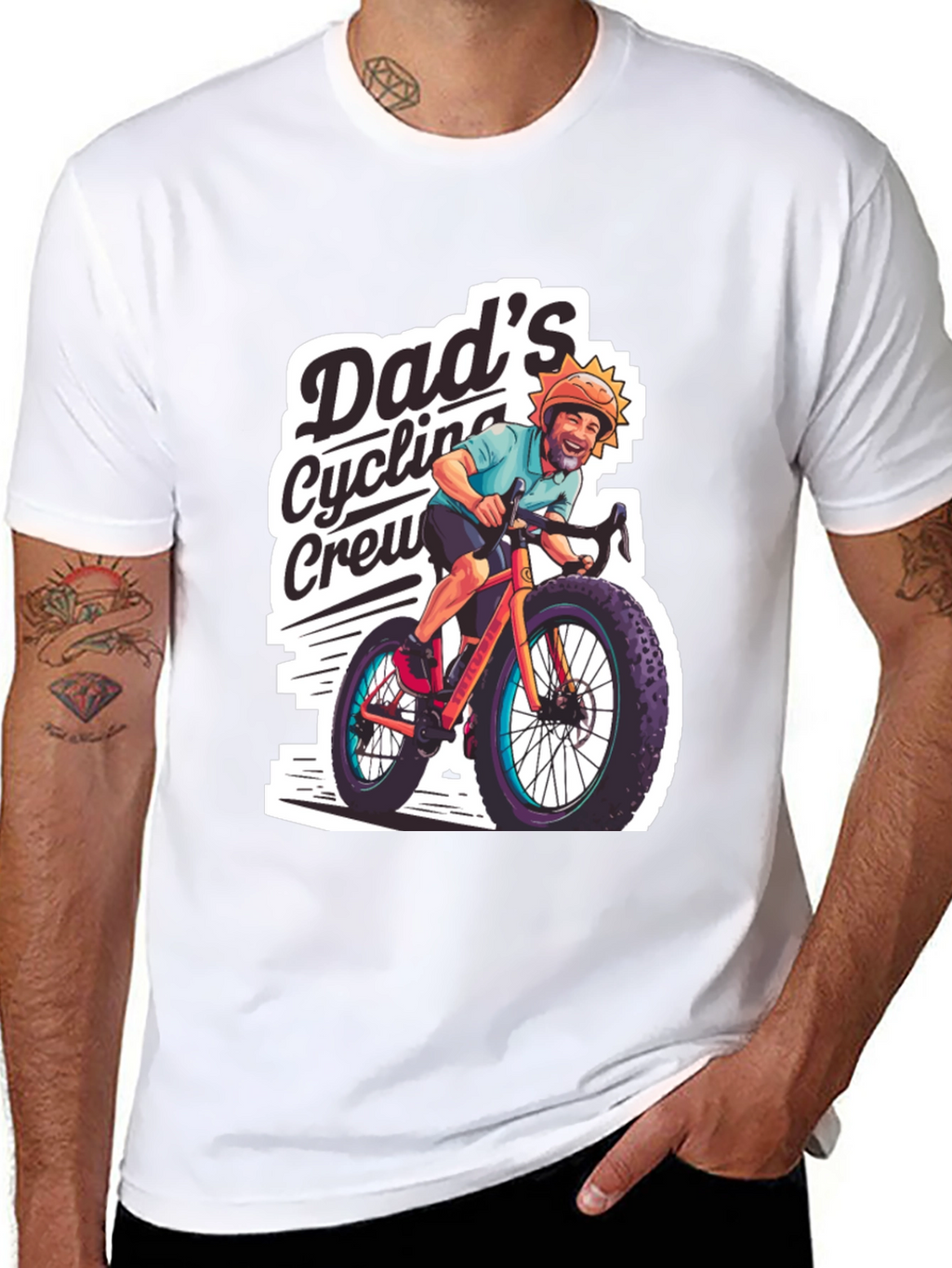 Dads Cycling Crew Black Graphic Tee