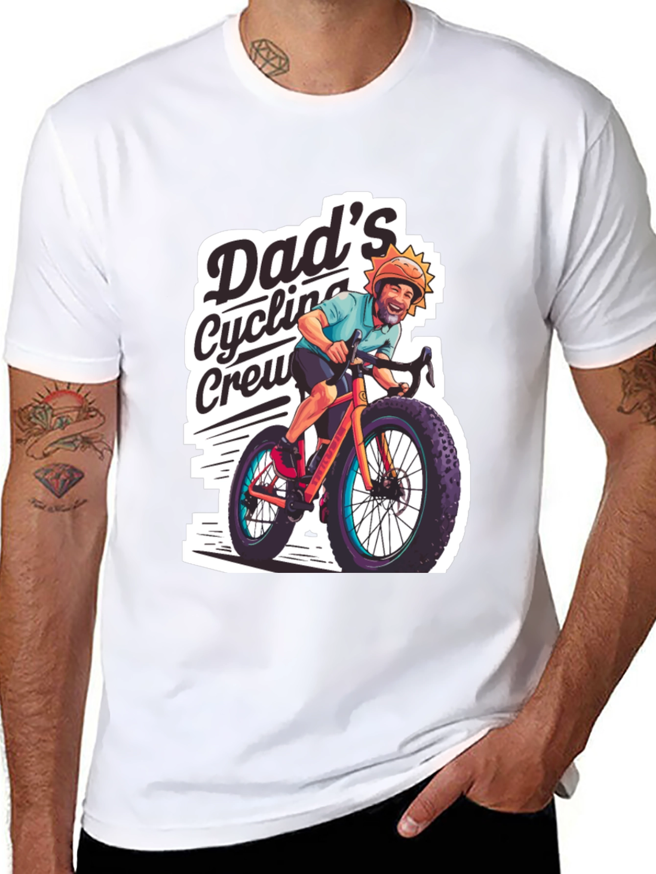 Dads Cycling Crew Black Graphic Tee