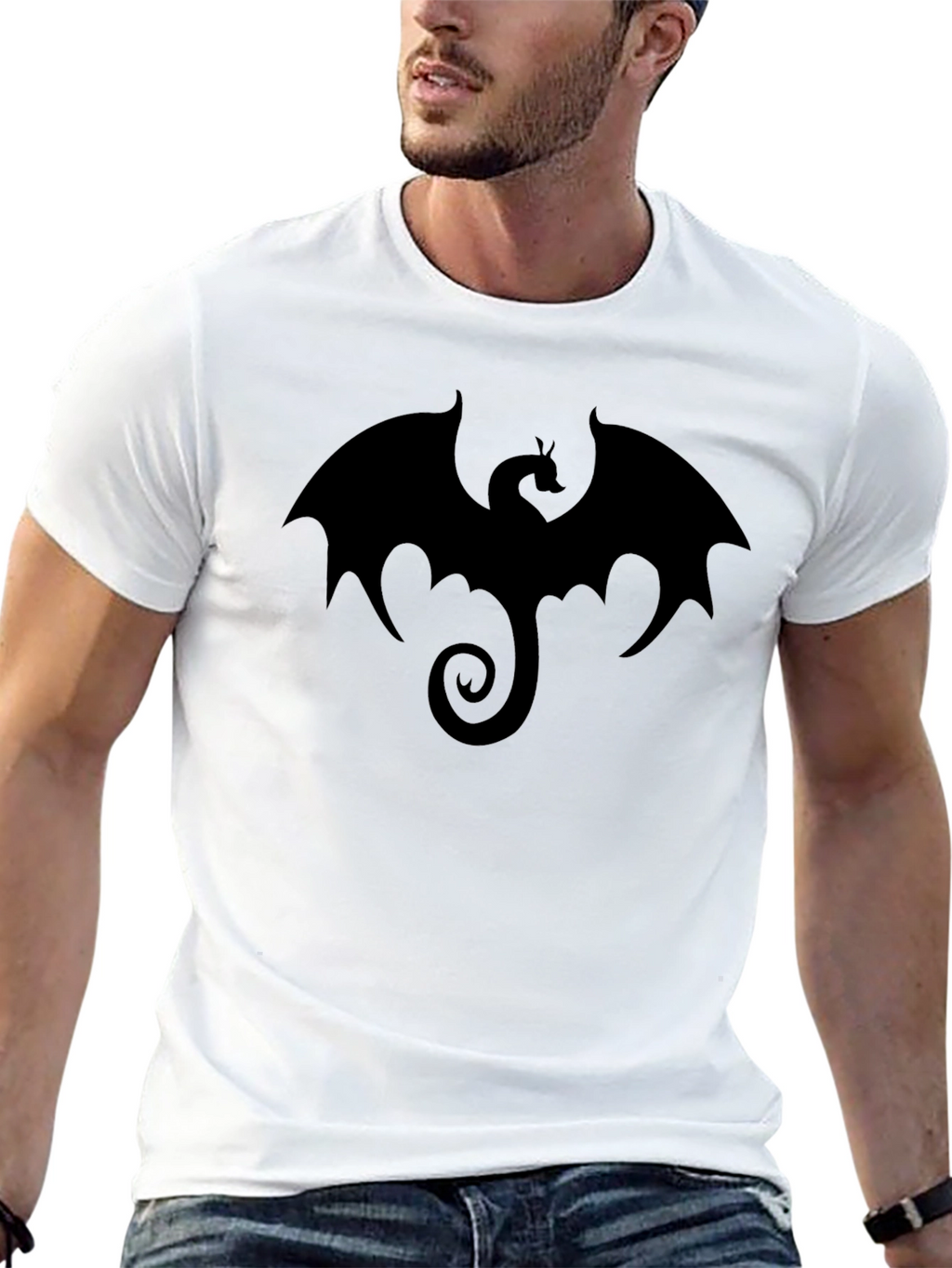 Mens Black Dragon Graphic T-Shirt