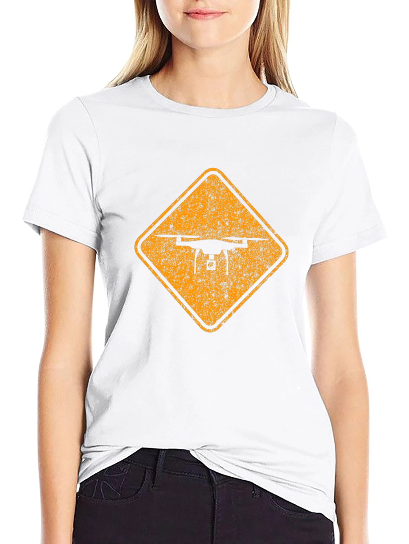 Drone Crossing Sign - Mens Black Graphic Tee