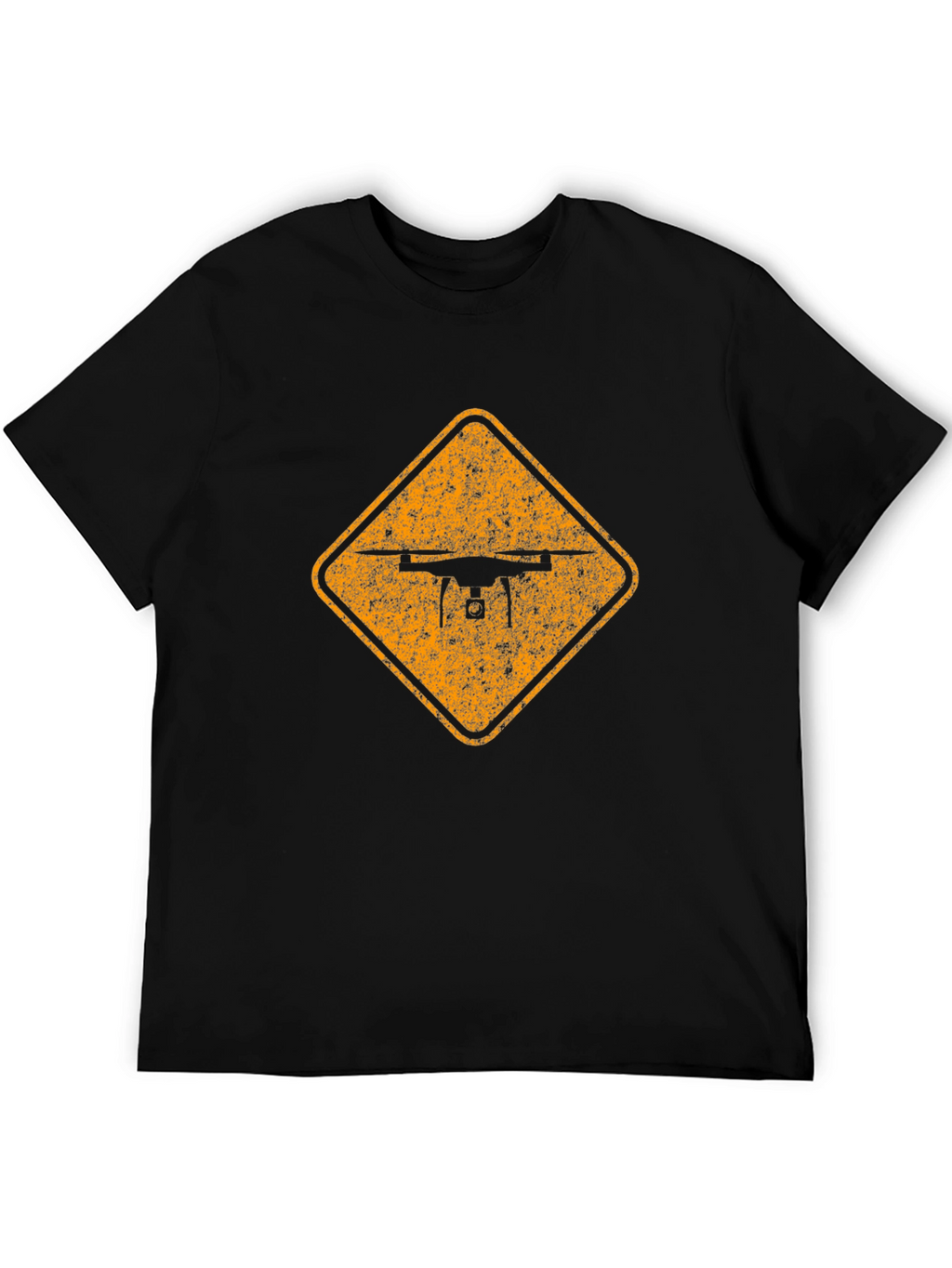 Drone Crossing Sign - Mens Black Graphic Tee
