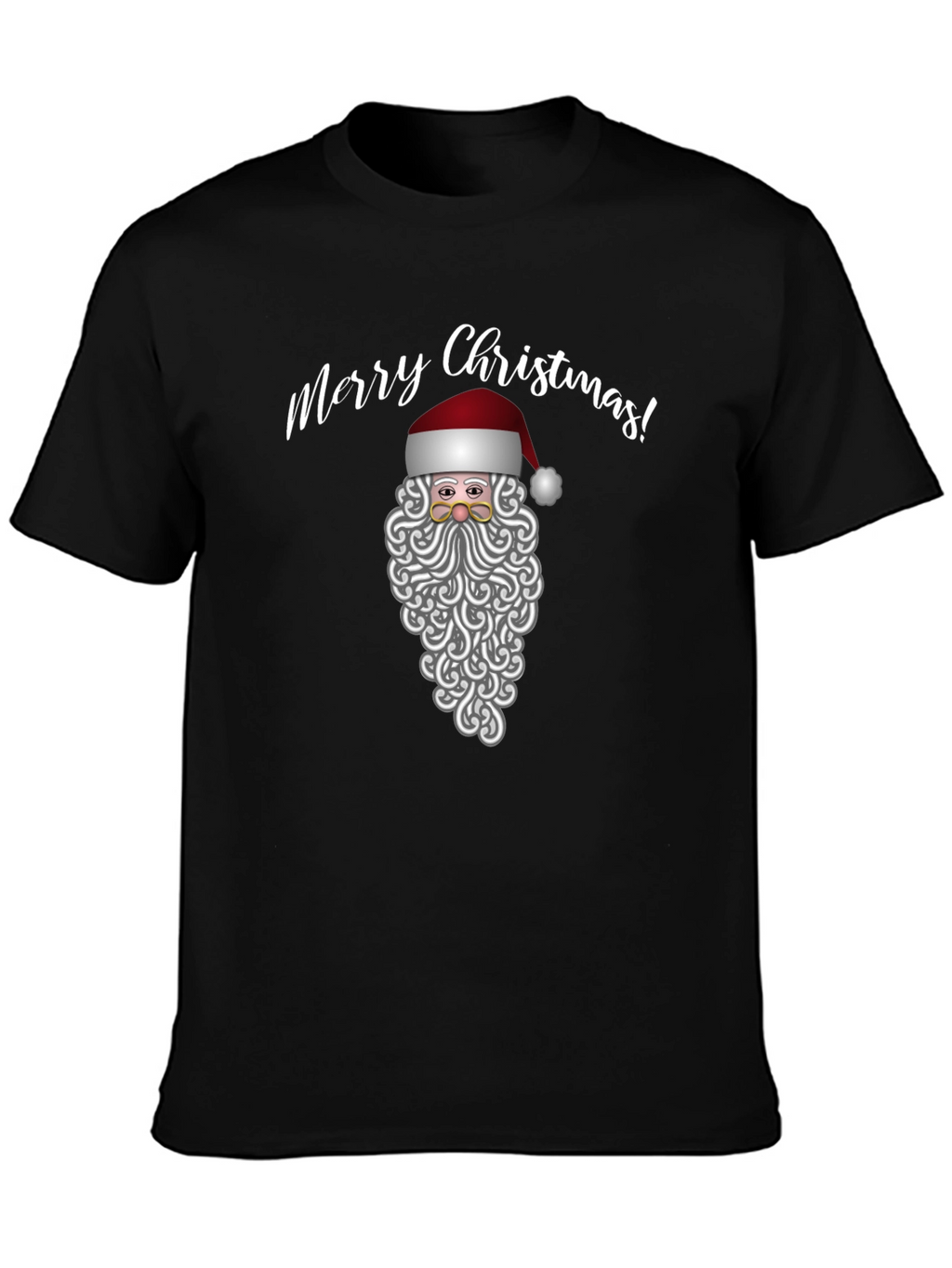 Merry Christmas Santa Graphic Tee - Black Holiday Shirt