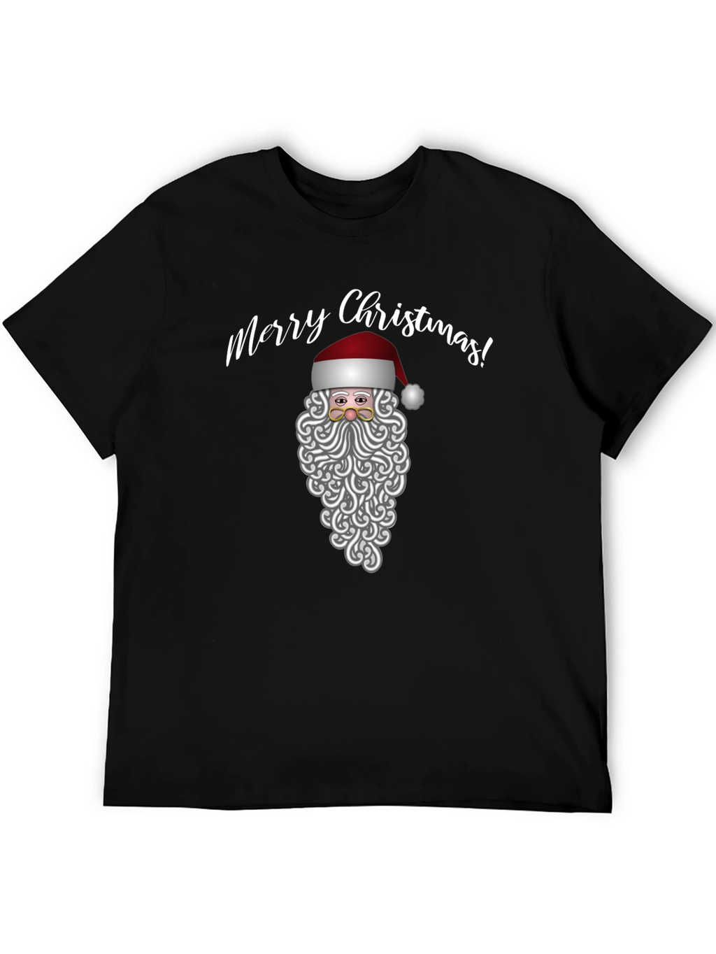 Merry Christmas Santa Graphic Tee - Black Holiday Shirt