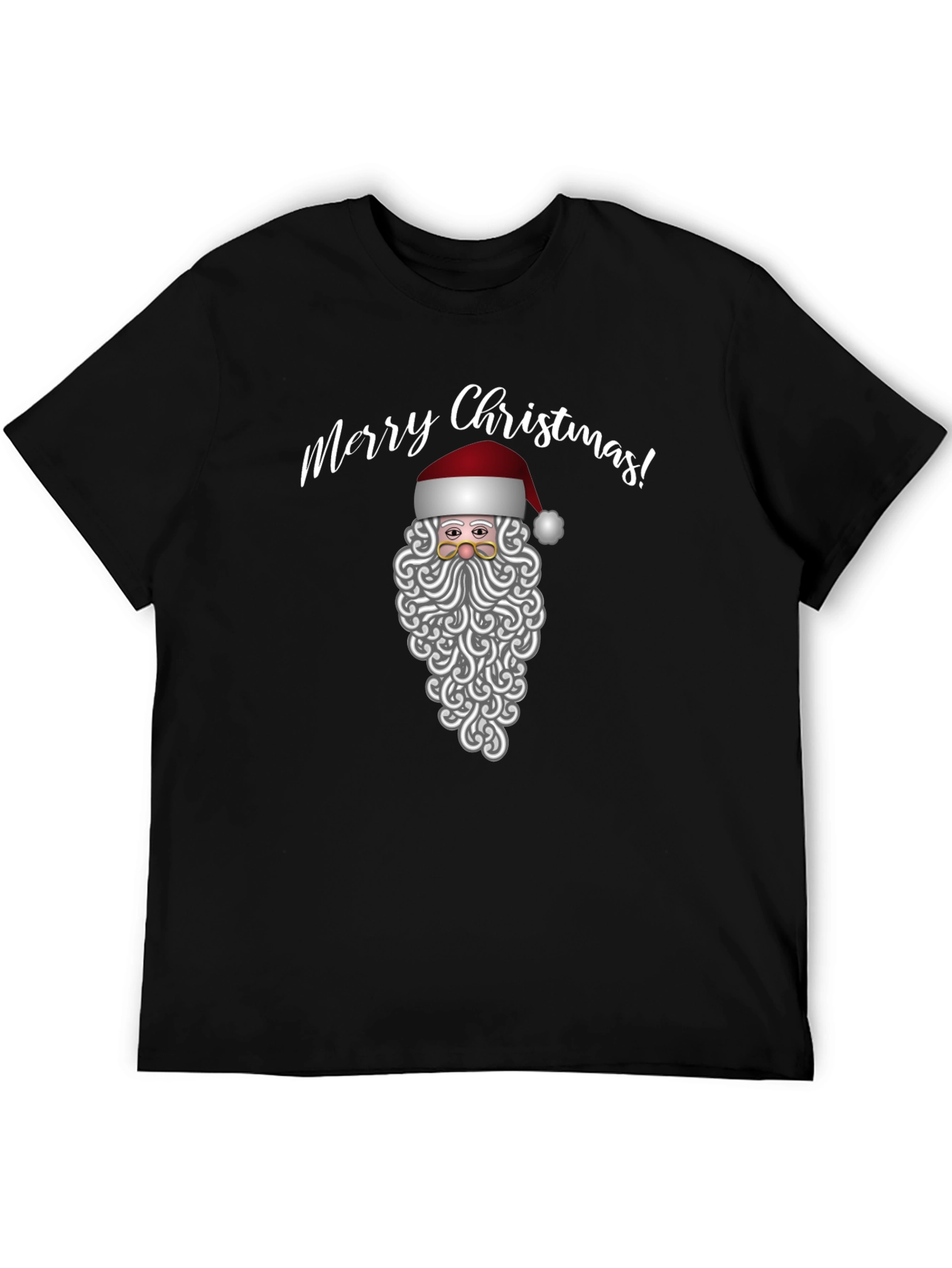Merry Christmas Santa Graphic Tee - Black Holiday Shirt