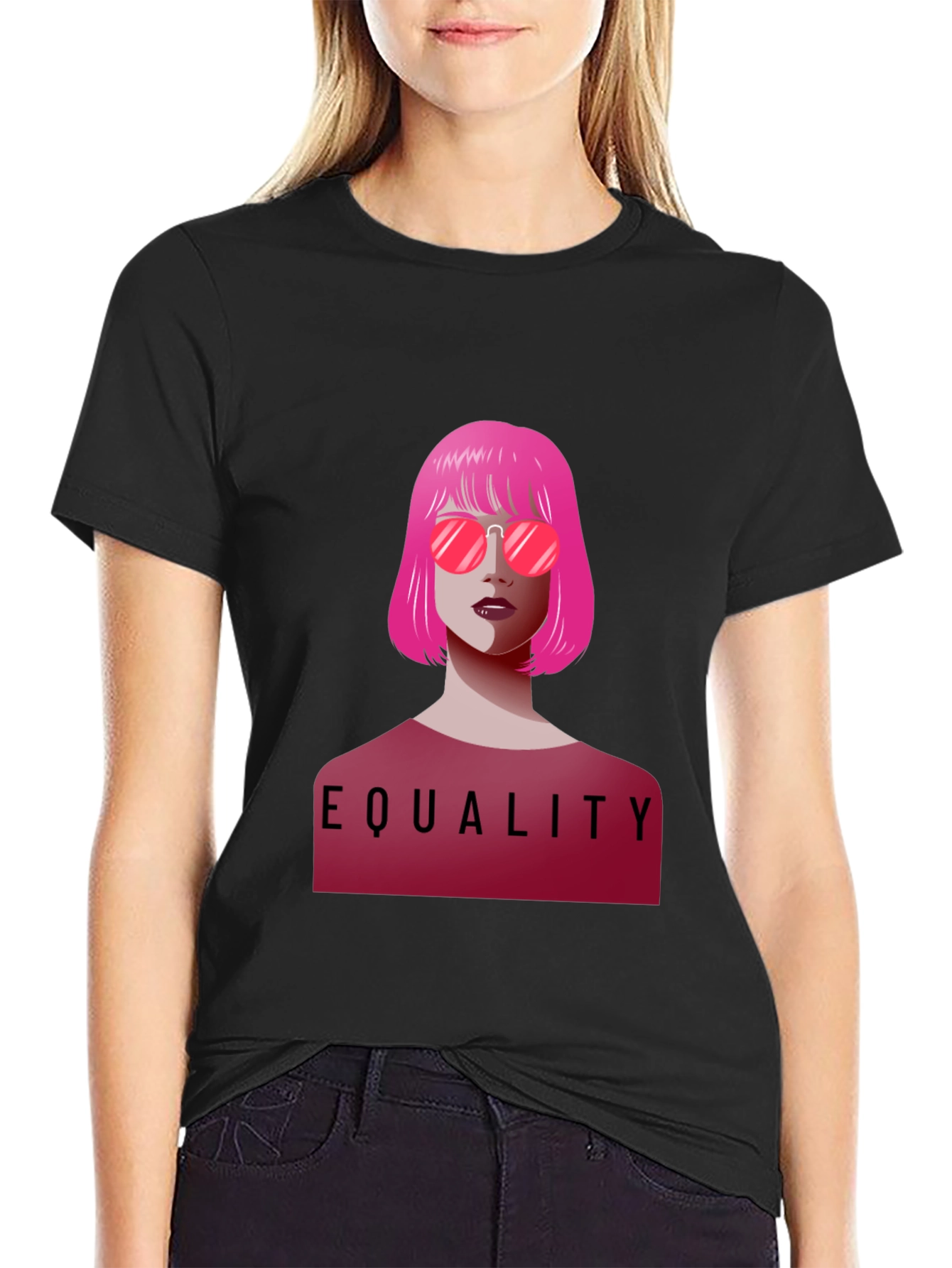 Equality Graphic Tee - Pink Hair & Sunglasses