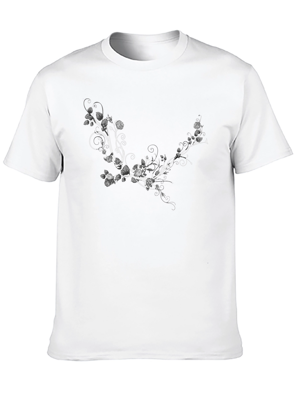 Floral Vine Graphic T-Shirt - Stylish Black Tee