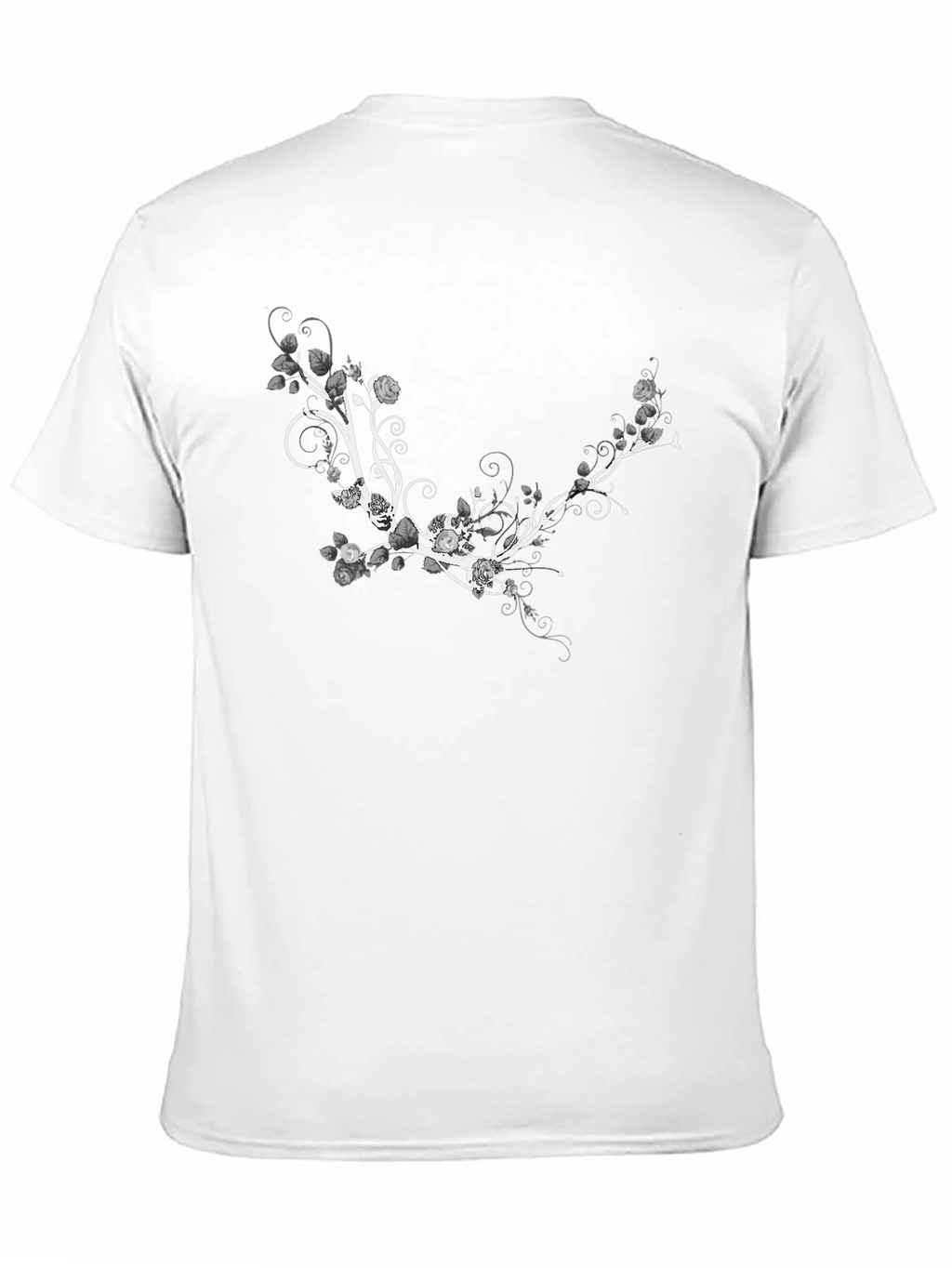 Floral Vine Graphic T-Shirt - Stylish Black Tee