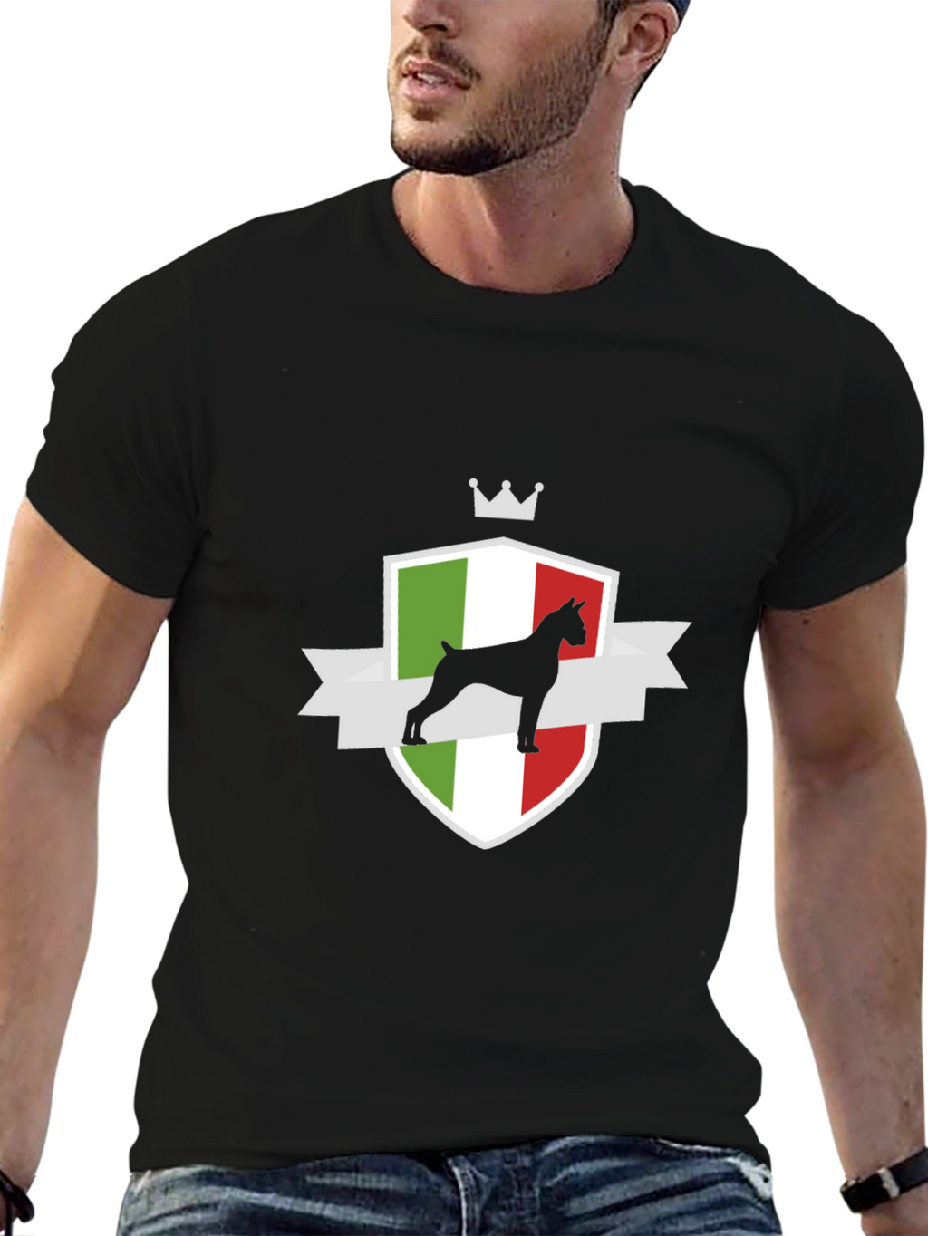 Italian Boxer Dog Crest T-Shirt - Black