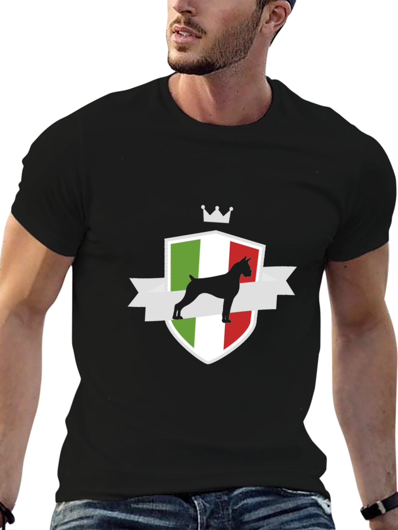 Italian Boxer Dog Crest T-Shirt - Black