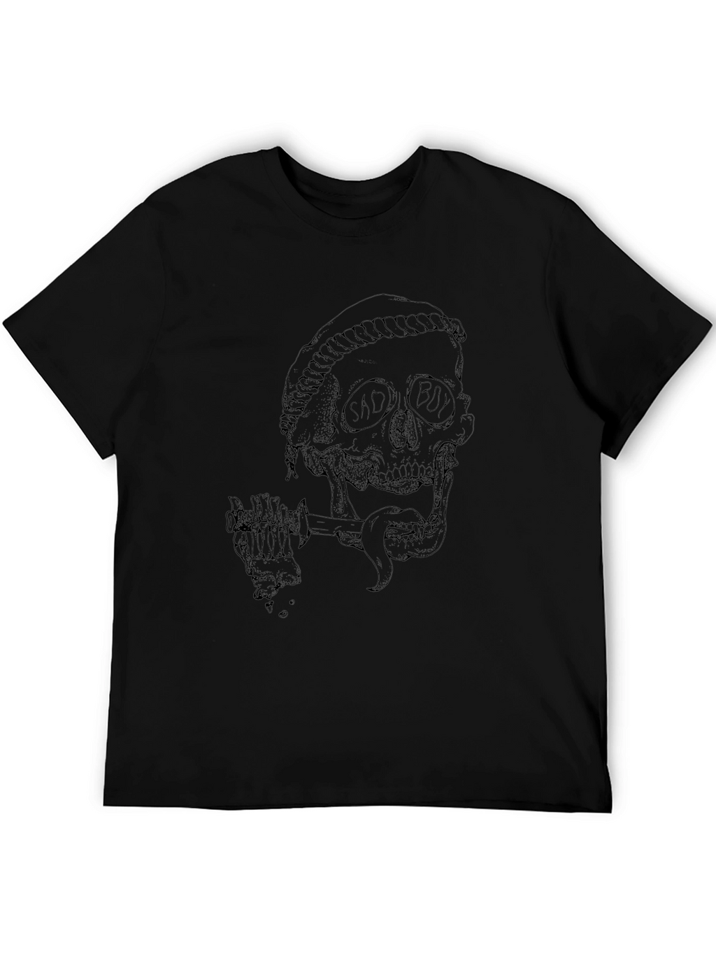 Mens Black Skull Graphic Print T-Shirt