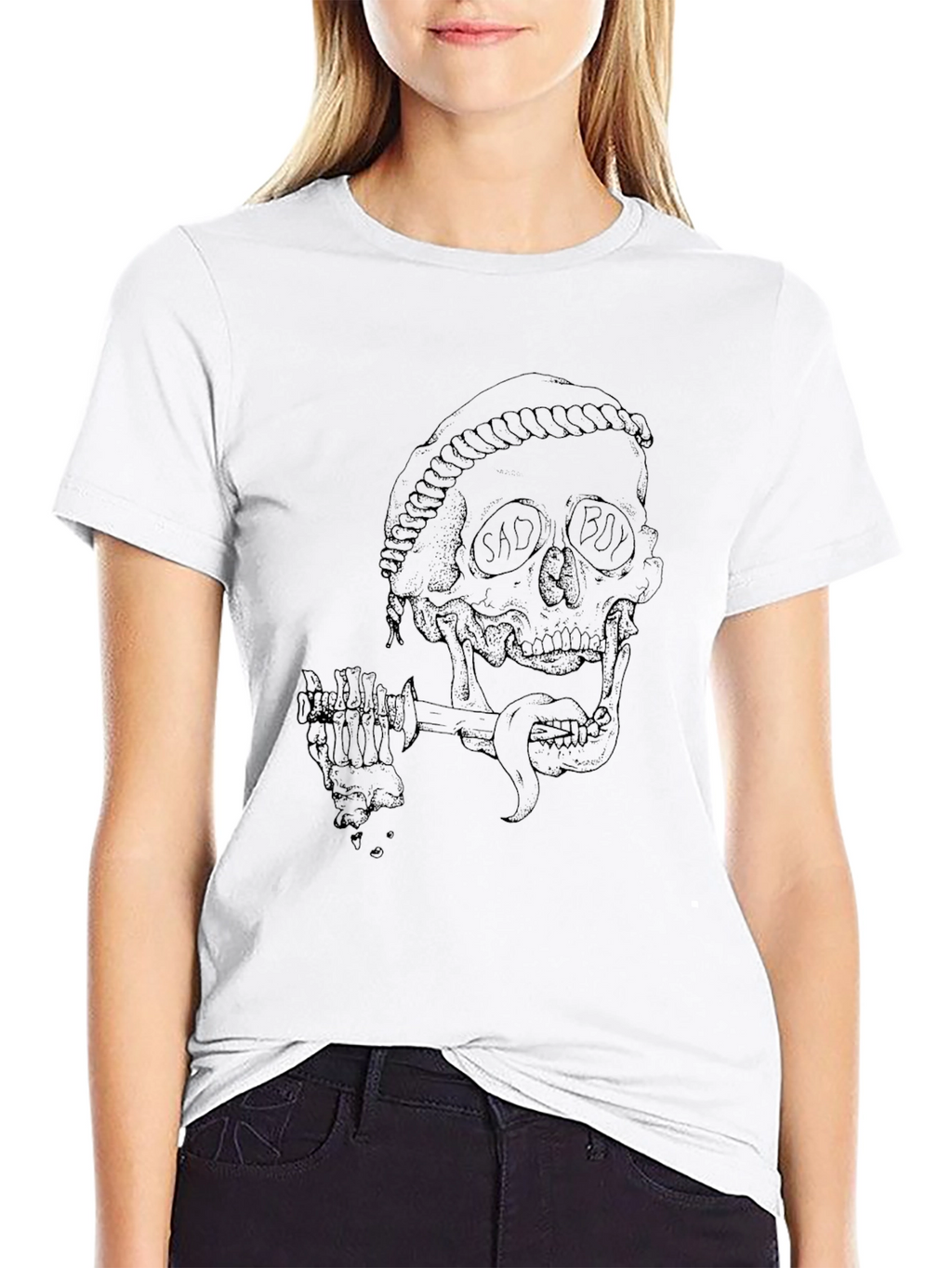 Mens Black Skull Graphic Print T-Shirt