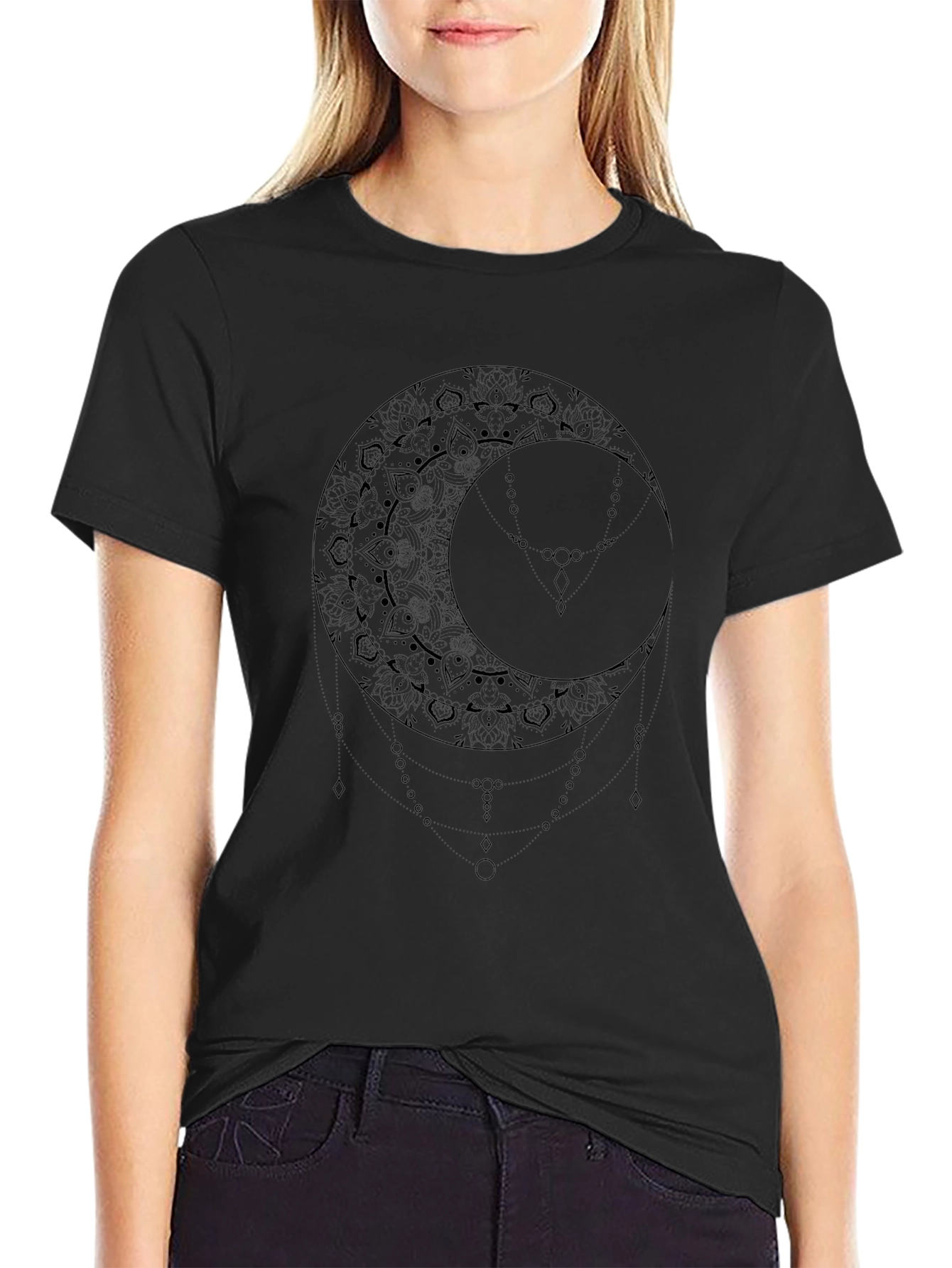 Mystic Moon Graphic T-Shirt - Black Cotton Tee