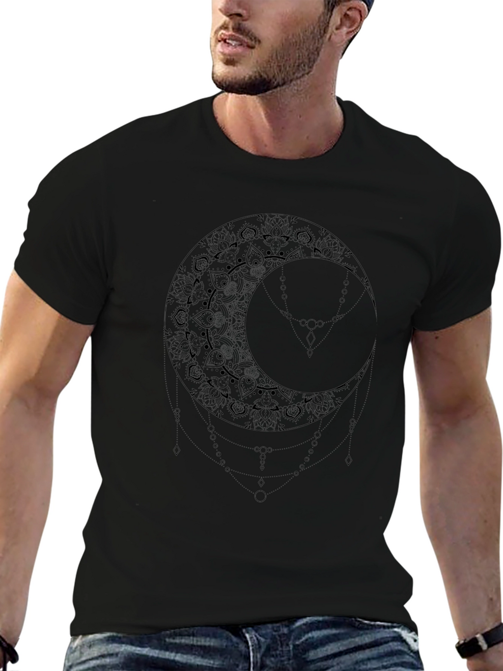 Mystic Moon Graphic T-Shirt - Black Cotton Tee
