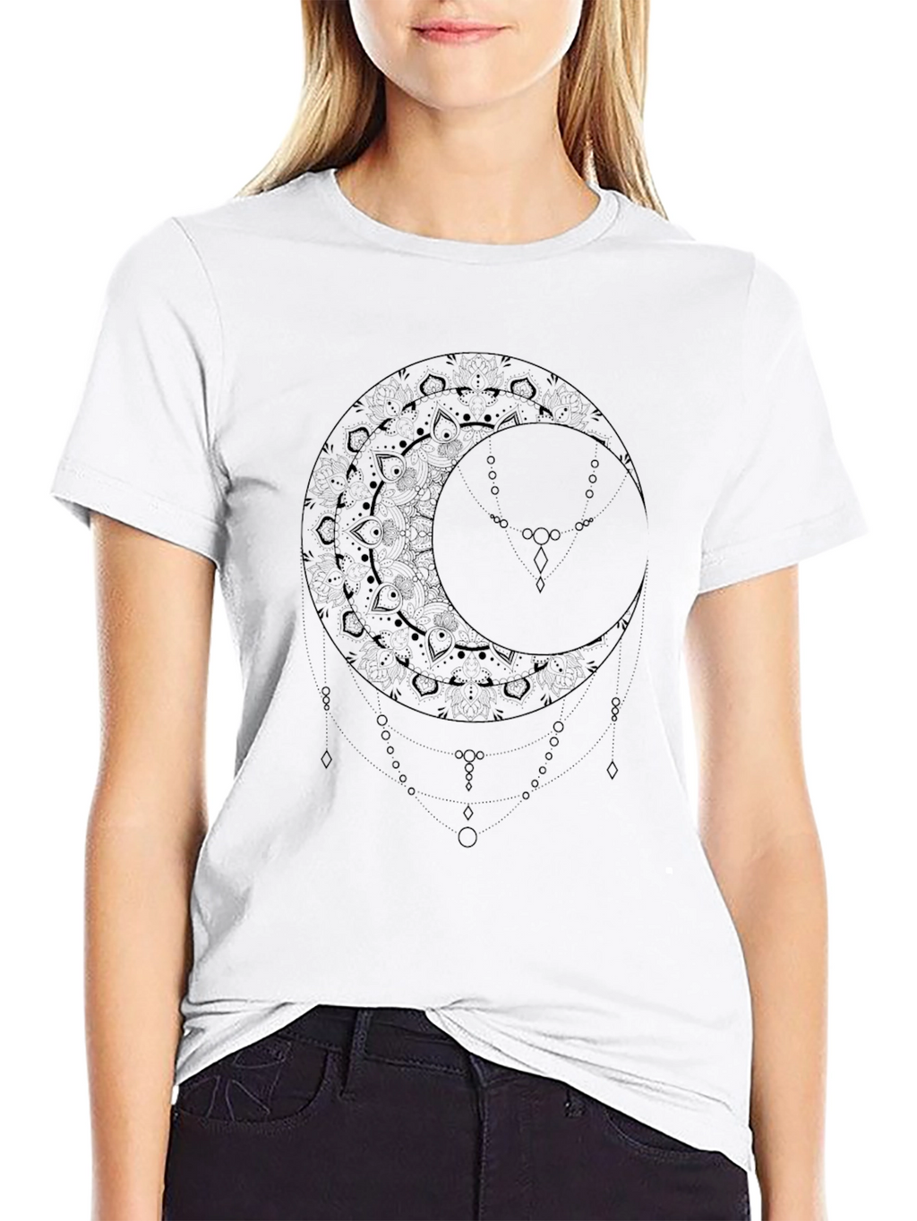 Mystic Moon Graphic T-Shirt - Black Cotton Tee