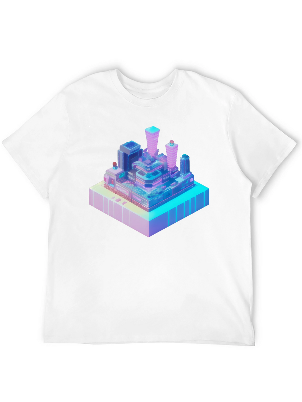 Isometric Cityscape Graphic Tee - Modern Black T-Shirt