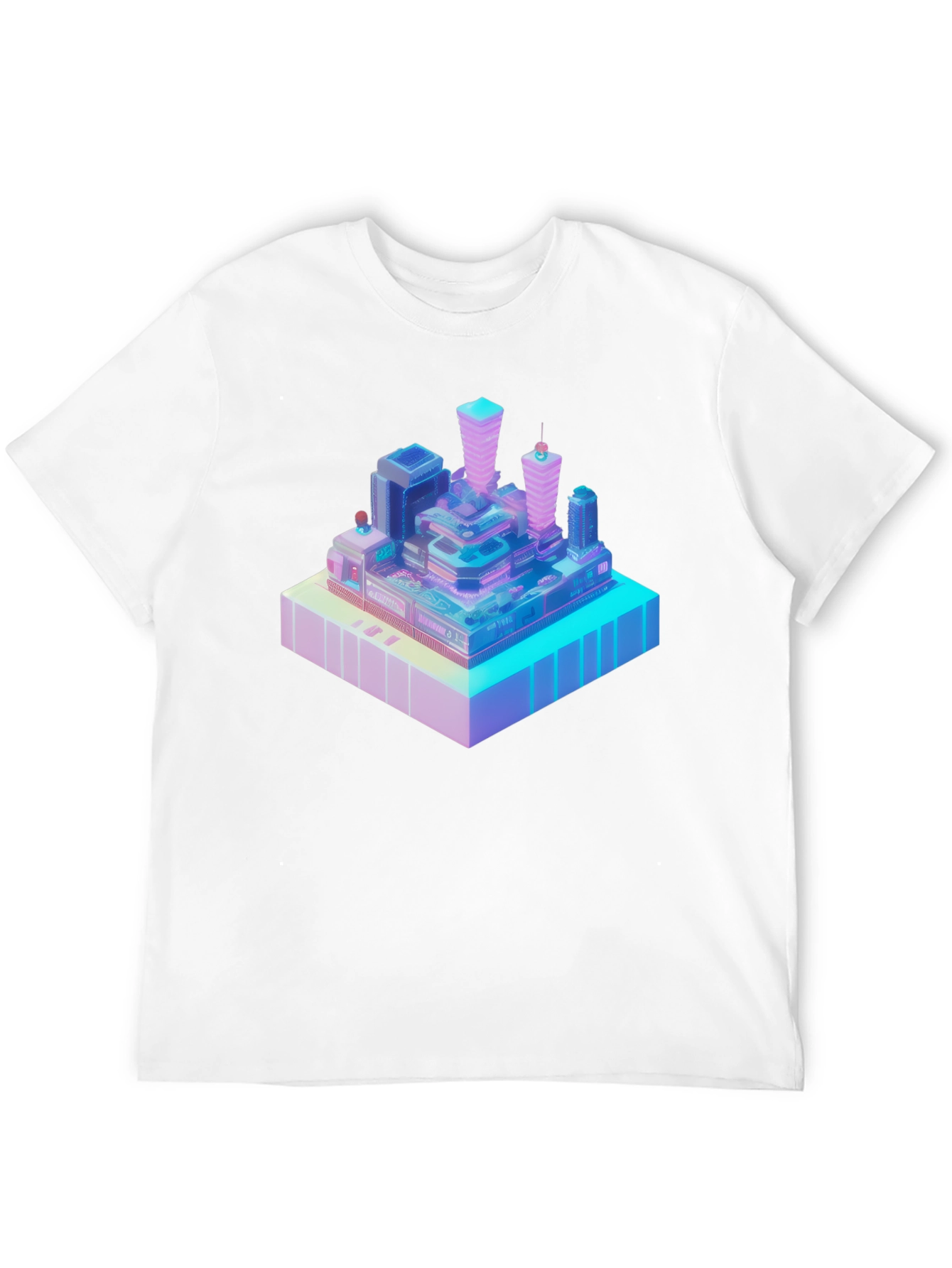 Isometric Cityscape Graphic Tee - Modern Black T-Shirt