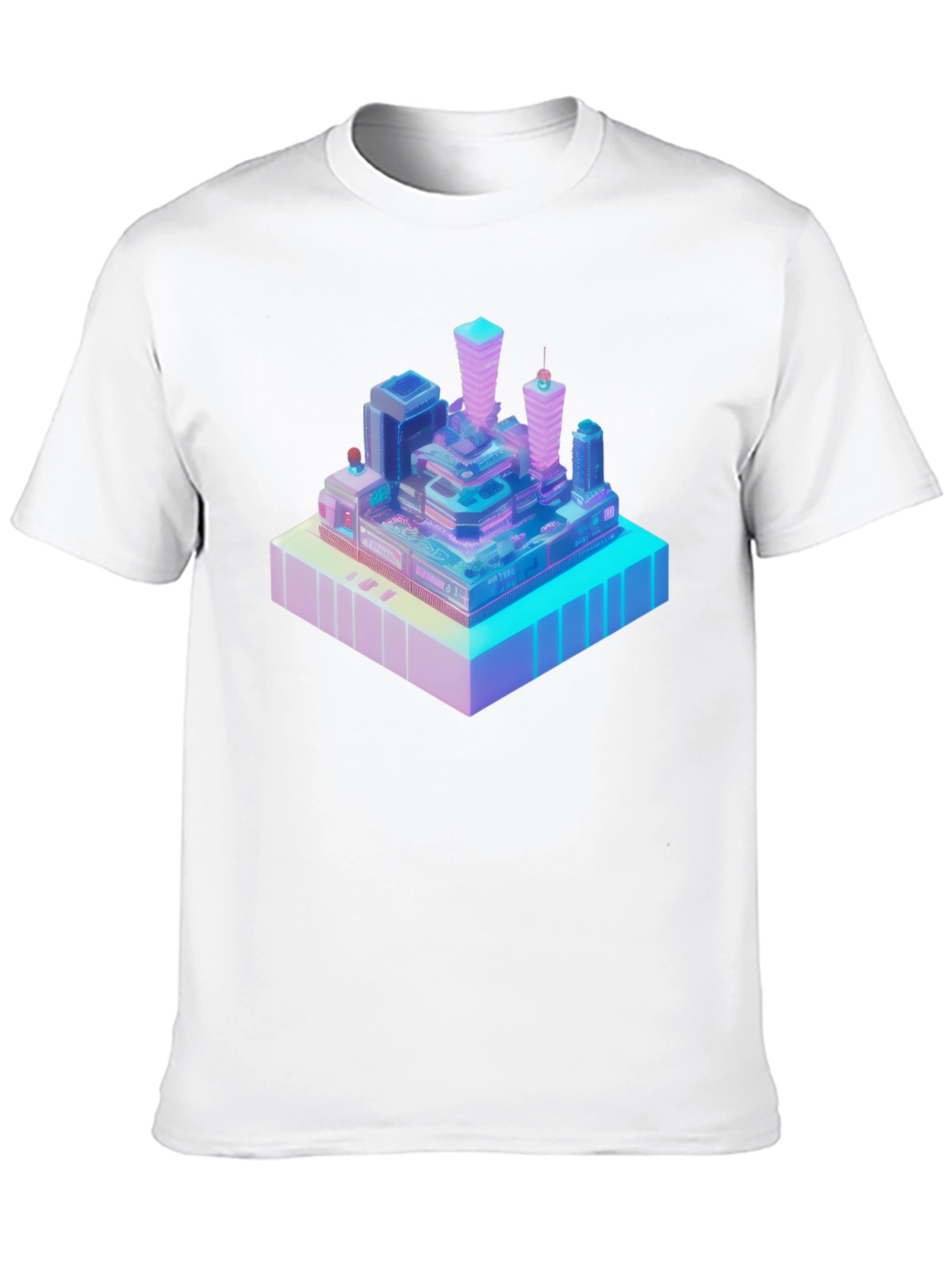Isometric Cityscape Graphic Tee - Modern Black T-Shirt