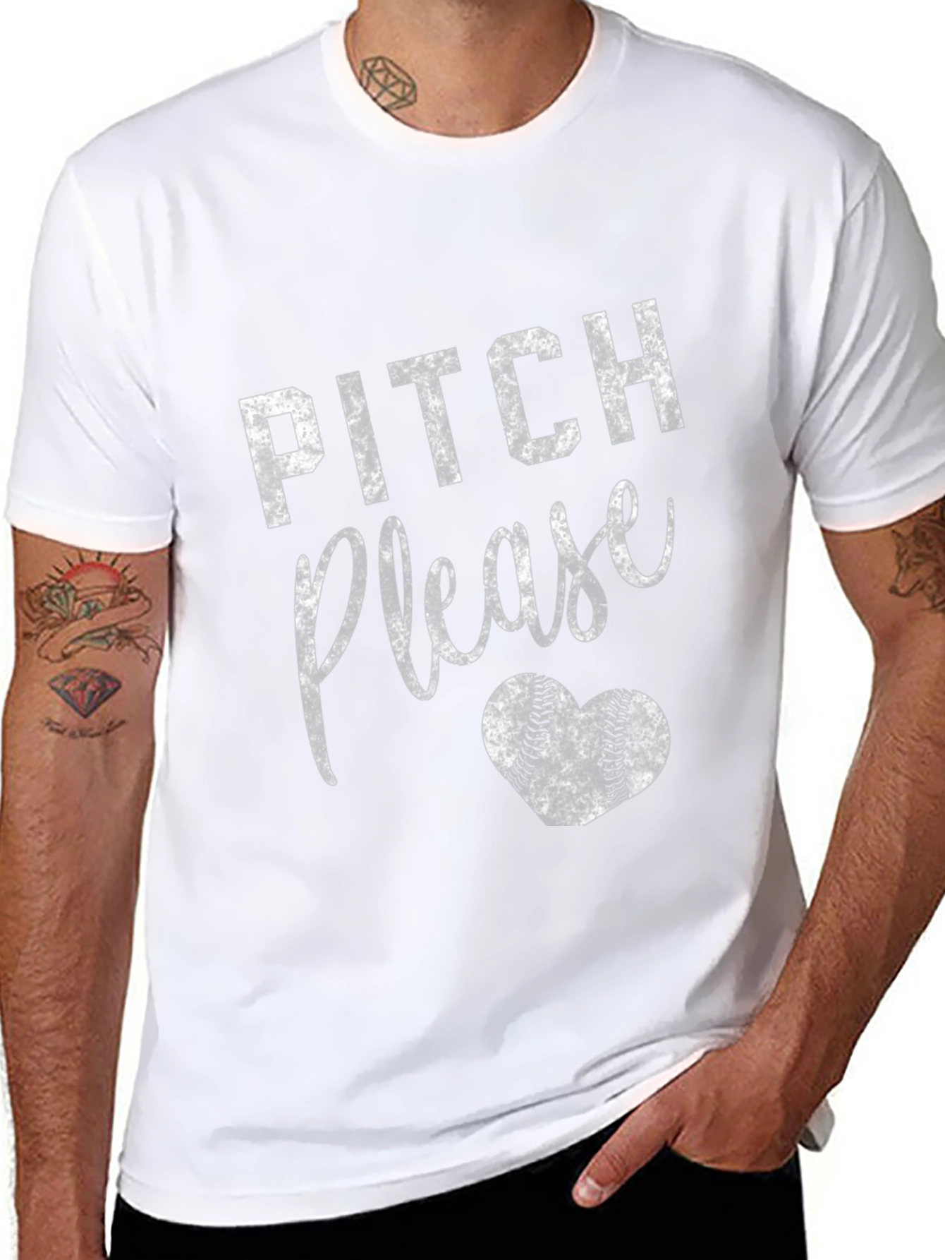 Pitch Please Baseball Heart T-Shirt