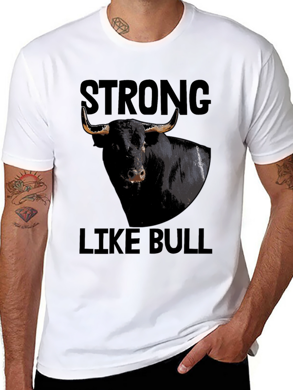 Strong Like Bull Graphic Tee - Black