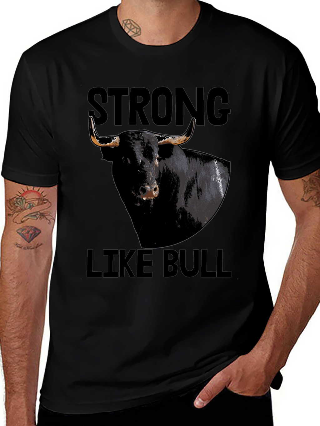 Strong Like Bull Graphic Tee - Black