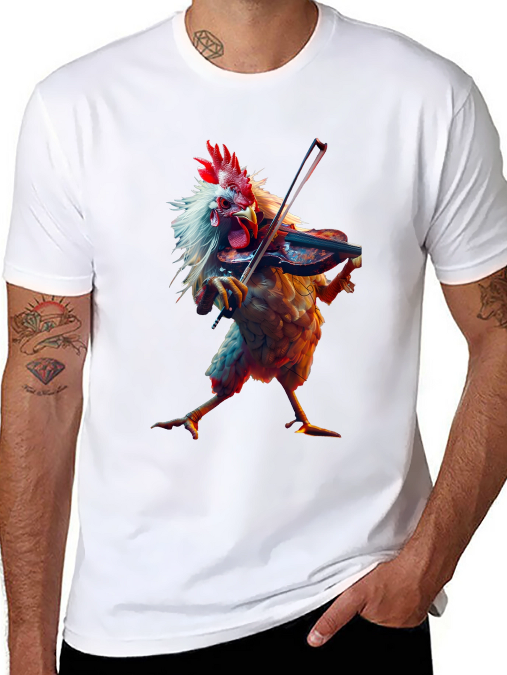 Chicken Playing Violin Graphic T-Shirt