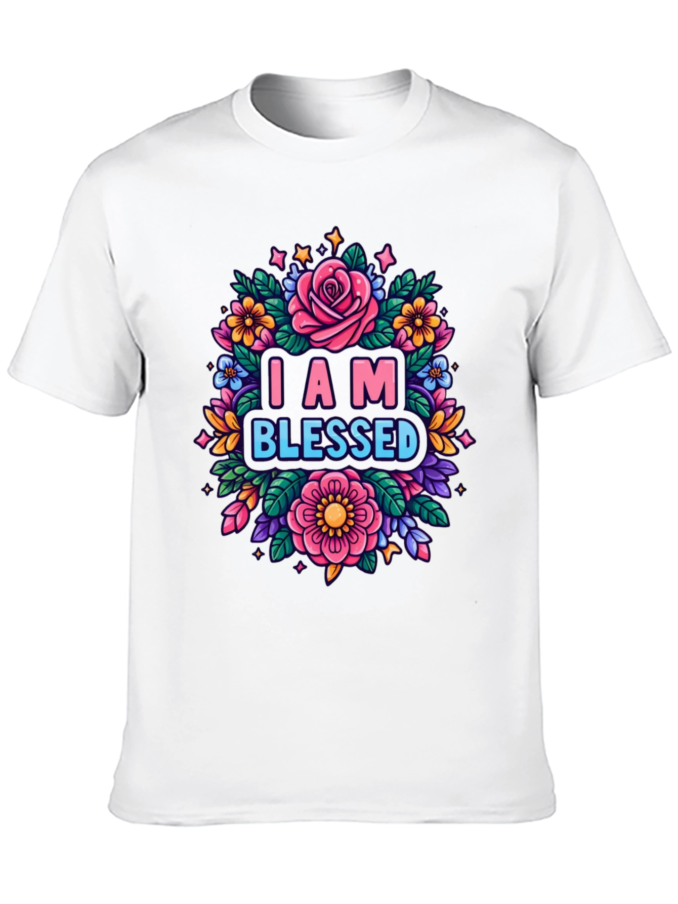 I AM BLESSED Floral Graphic T-Shirt