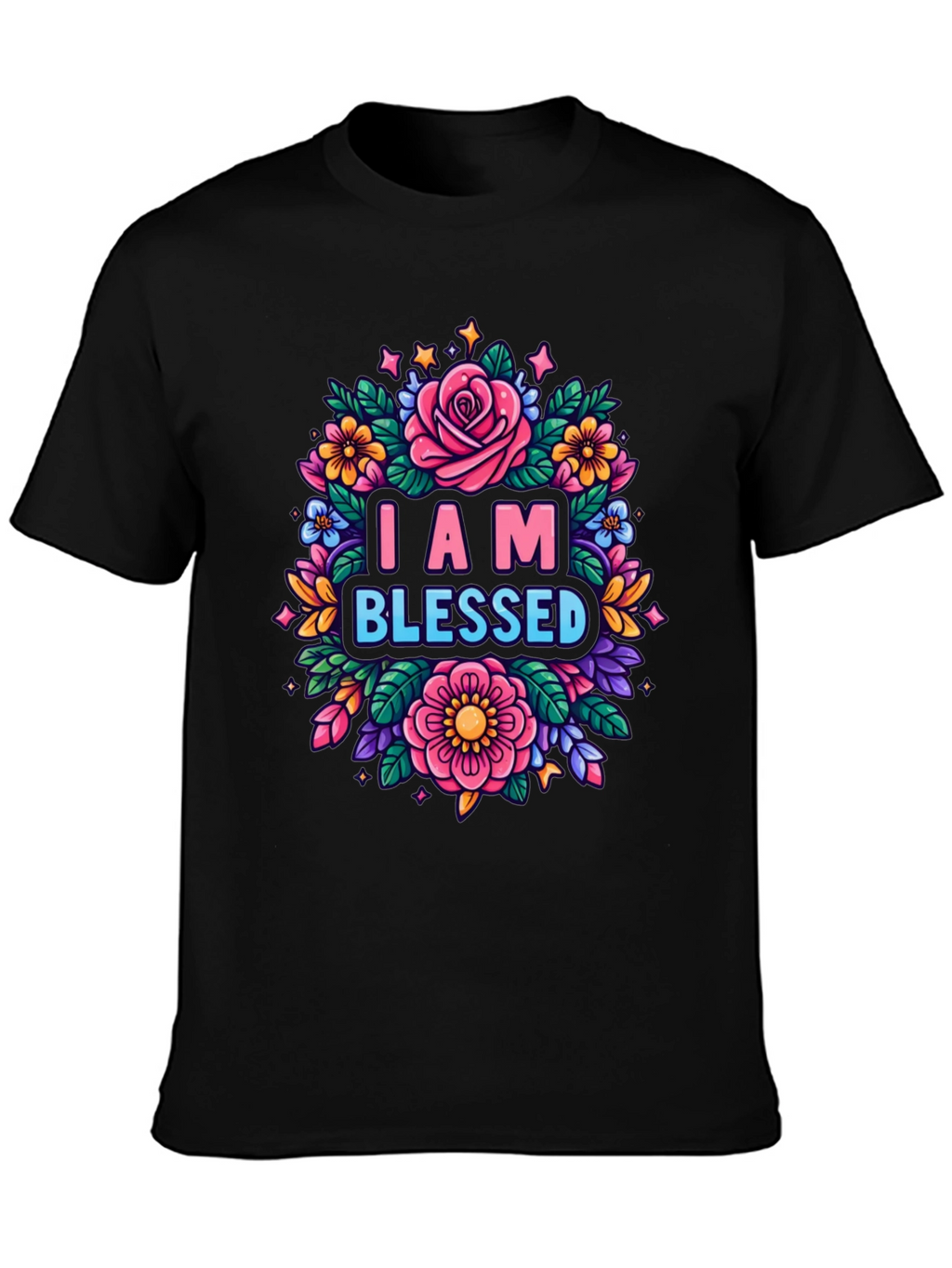 I AM BLESSED Floral Graphic T-Shirt
