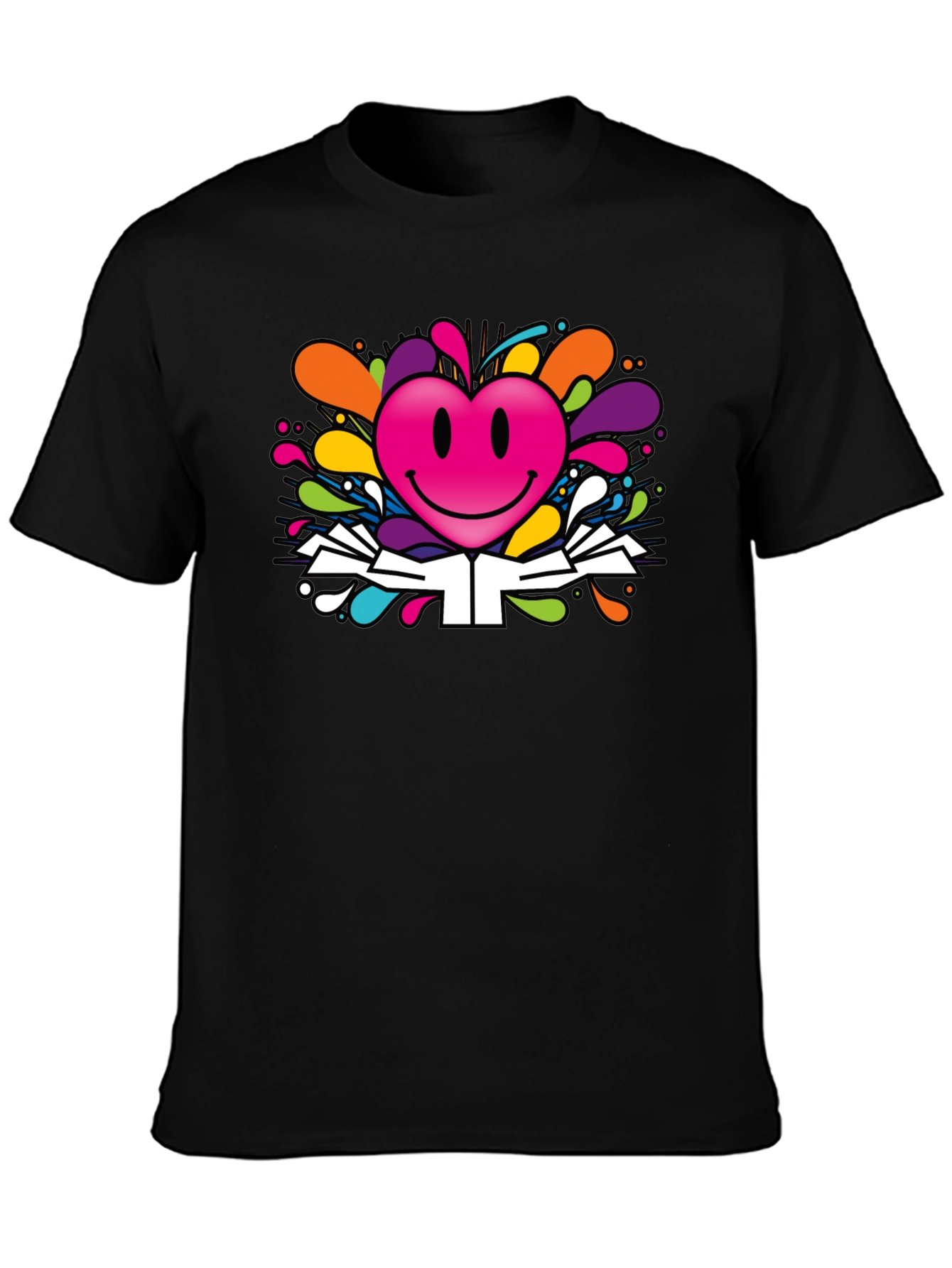 Smiley Heart Graphic Tee - Colorful Fun Design