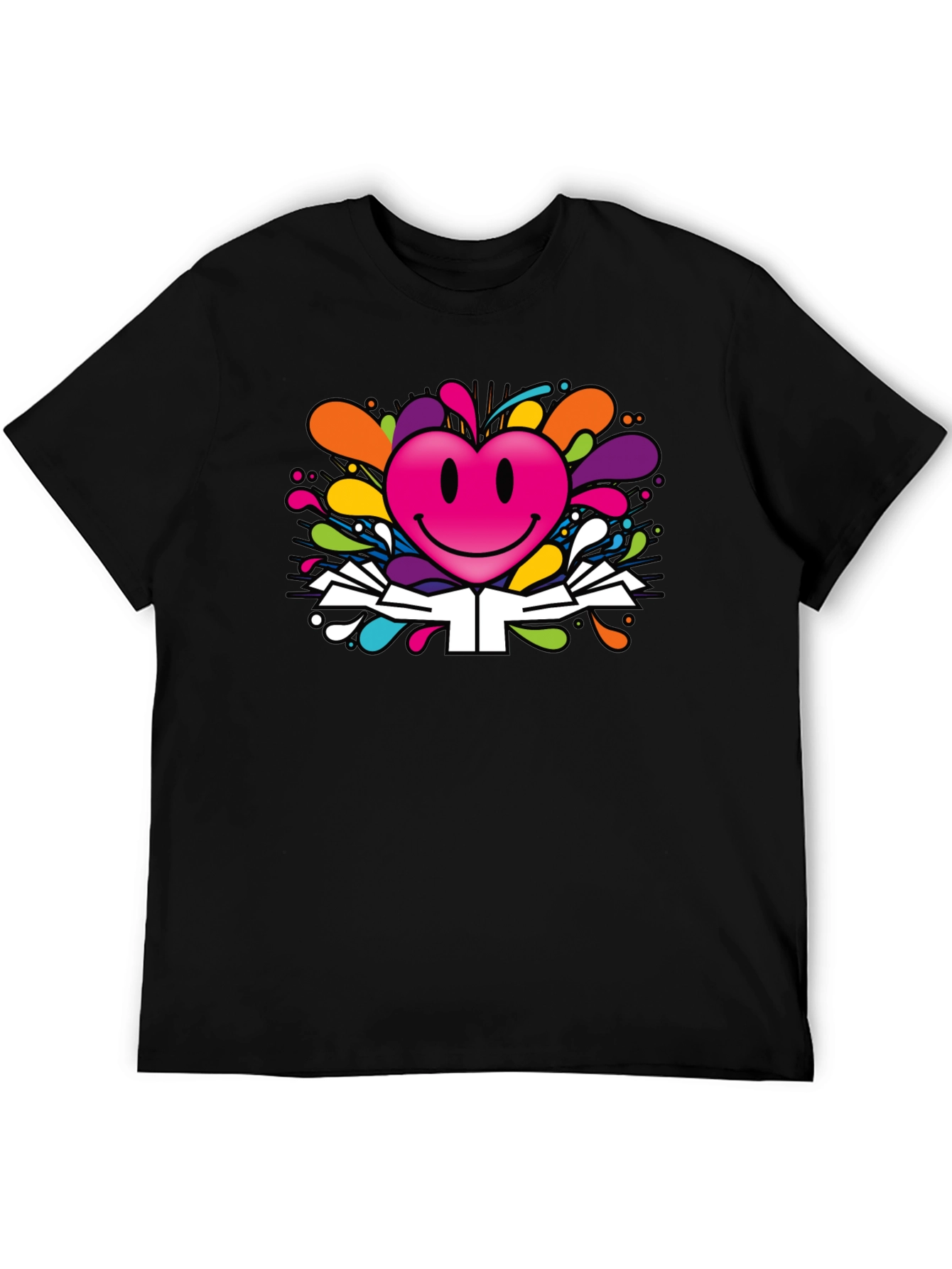 Smiley Heart Graphic Tee - Colorful Fun Design