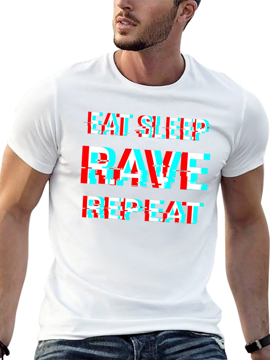 Eat Sleep Rave Repeat Glitch Tee