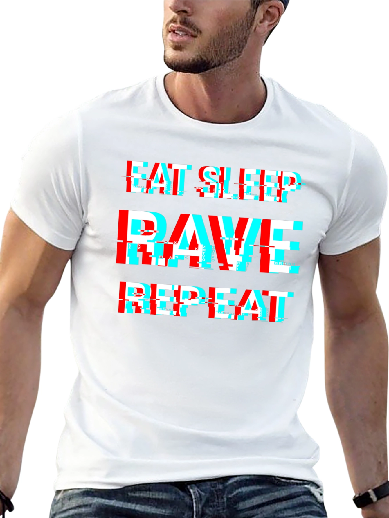 Eat Sleep Rave Repeat Glitch Tee