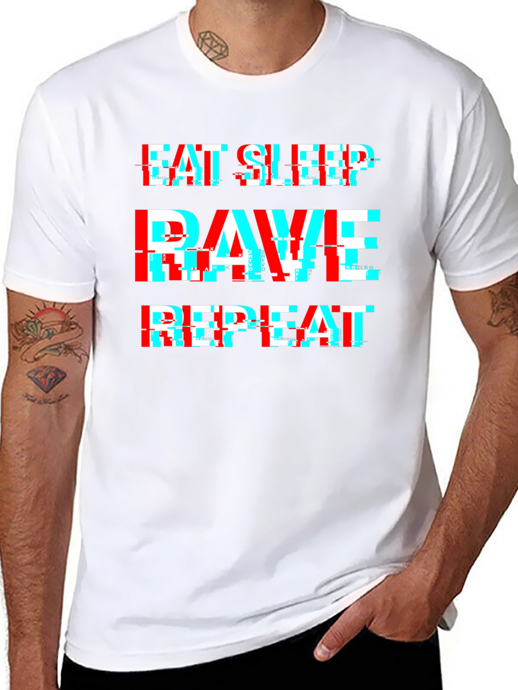 Eat Sleep Rave Repeat Glitch Tee