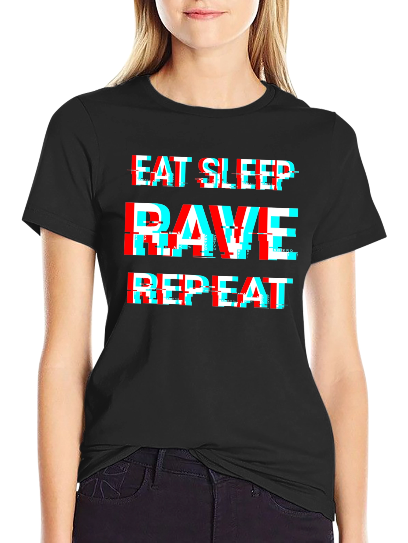 Eat Sleep Rave Repeat Glitch Tee