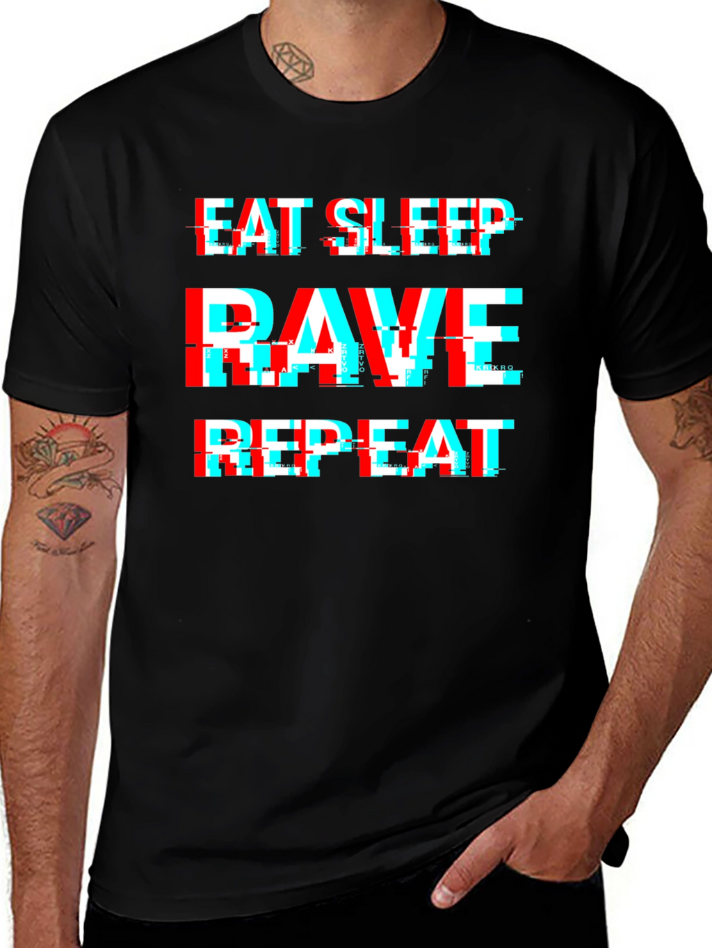 Eat Sleep Rave Repeat Glitch Tee