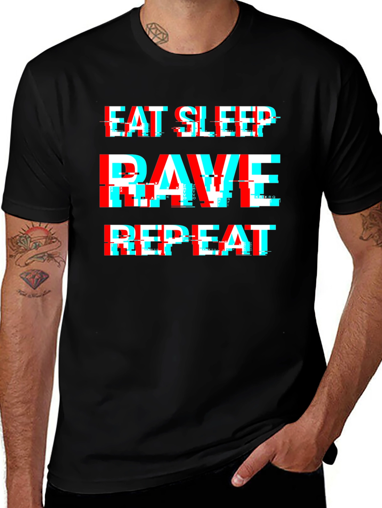 Eat Sleep Rave Repeat Glitch Tee