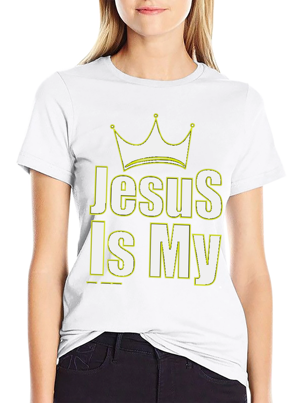 Jesus Is My King Crown Graphic Black T-Shirt