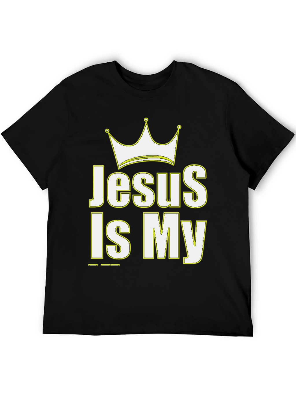 Jesus Is My King Crown Graphic Black T-Shirt