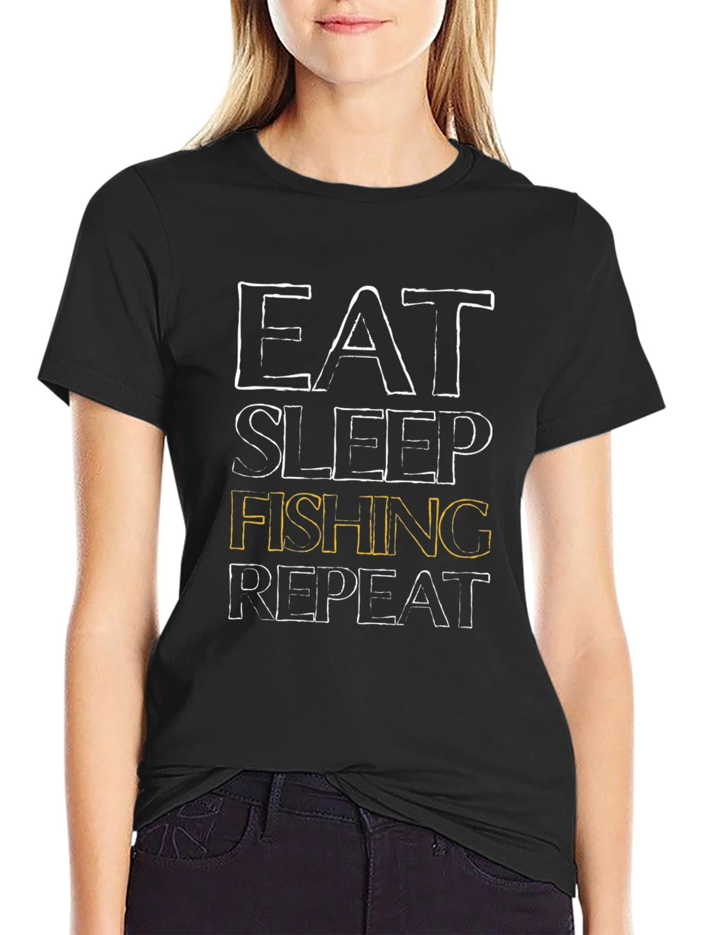 Eat Sleep Fishing Repeat Mens Black T-Shirt