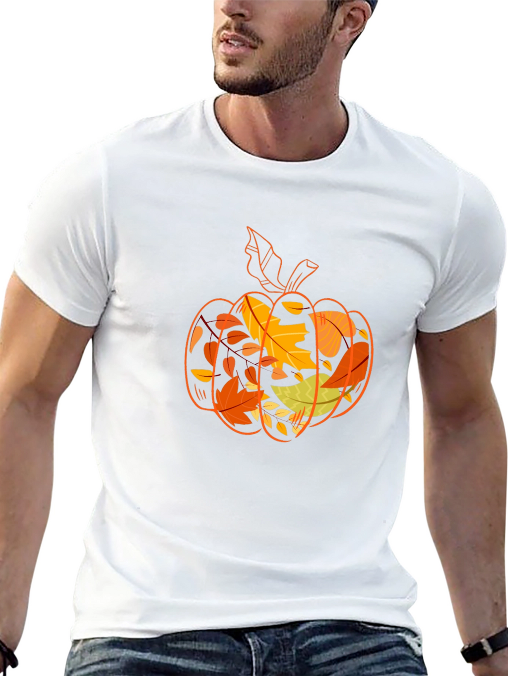 Fall Pumpkin Leaves Graphic Tee - Autumn Vibes