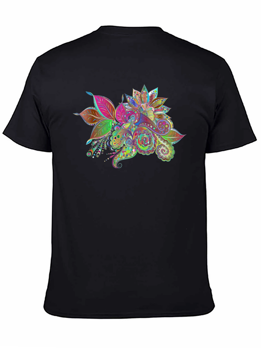 Floral Paisley Print Black T-Shirt