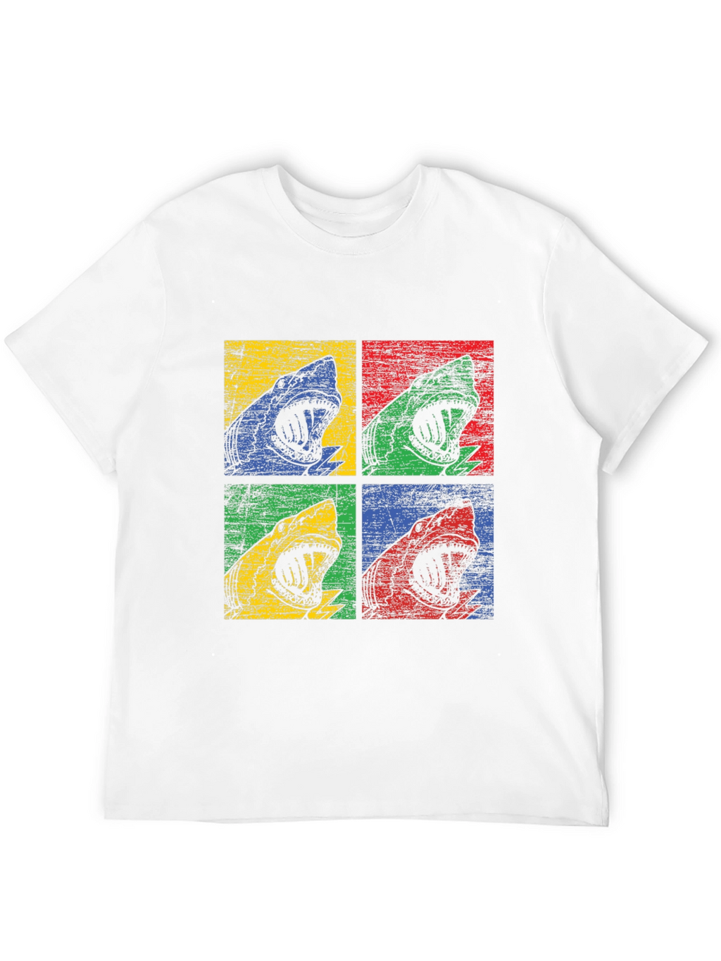 Shark Pop Art Graphic Print Black T-Shirt