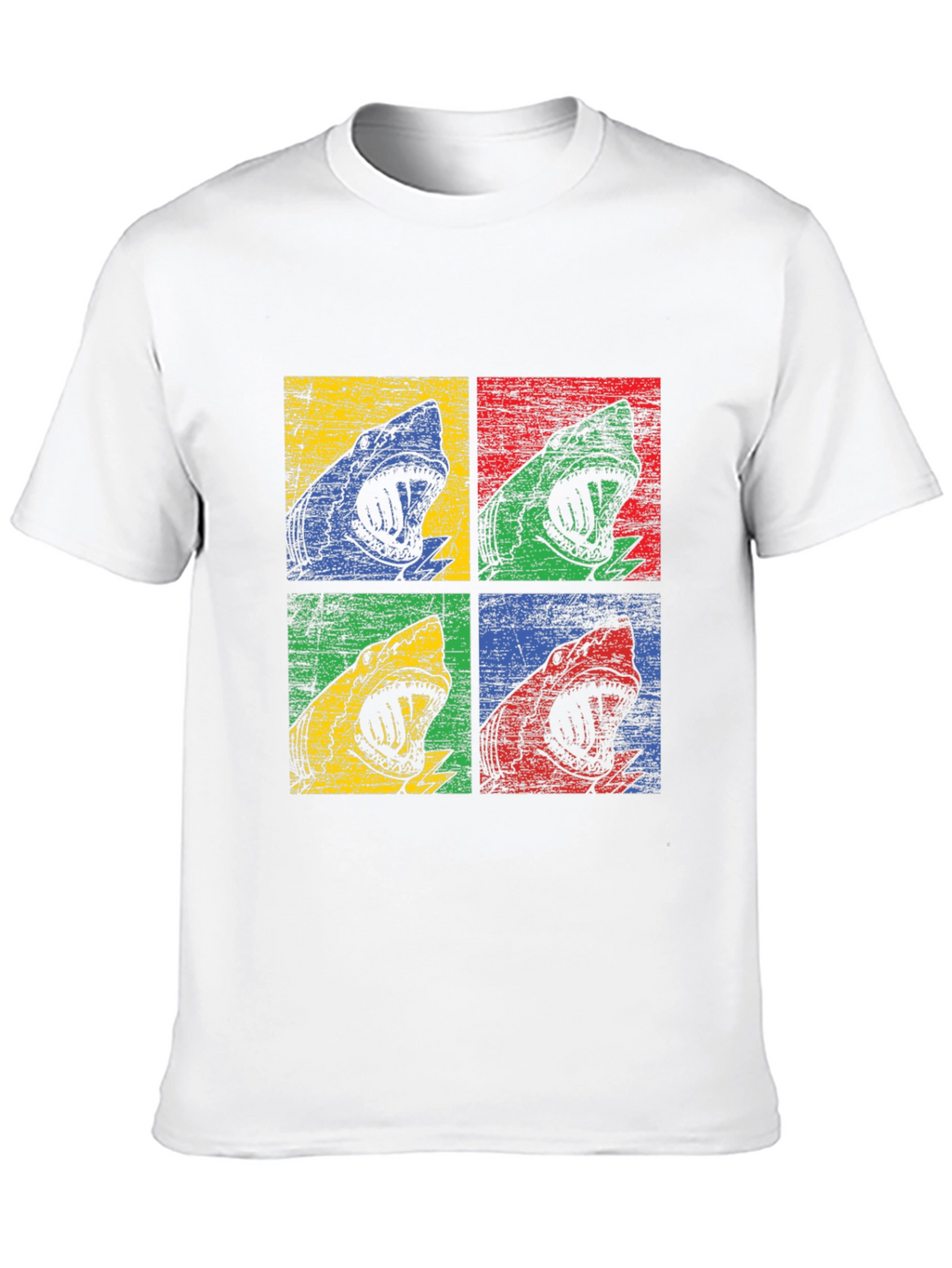 Shark Pop Art Graphic Print Black T-Shirt